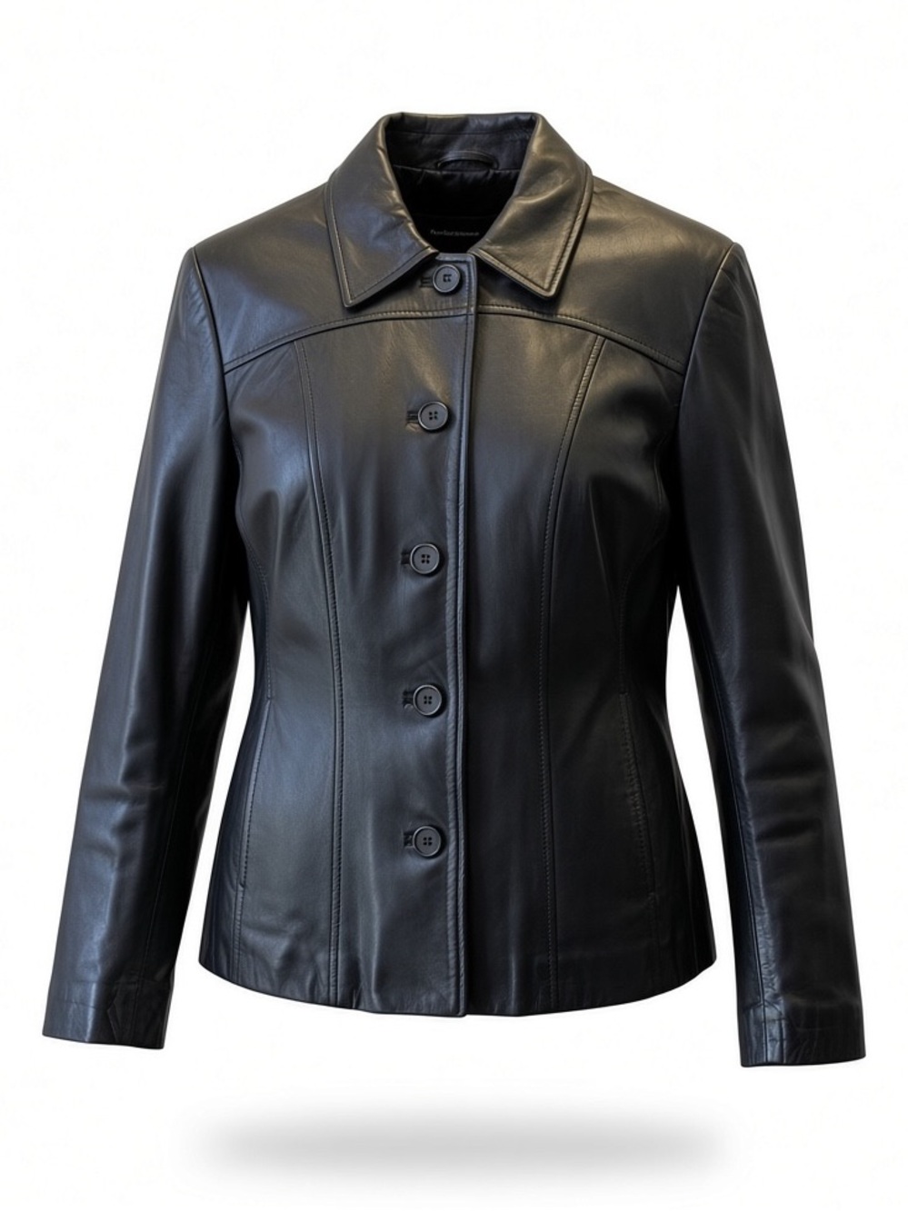 Danier Black Leather Jacket Blazer Button Front Insulated Removable Liner Small